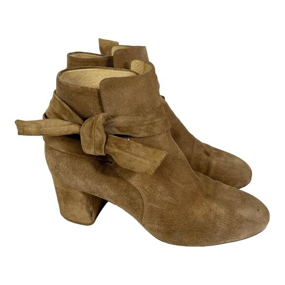 Rag & Bone Suede Block Heel Dahlia Ankle Tie Bootie 39 1/2 /9.5 (runs small) - Picture 2 of 8
